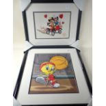 A Walt Disney limited edition serigraph print of Mickey Mouse 25 x 33.5cm and a Looney Tunes
