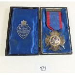 A Victorian RAOB silver and enamel medal for Earl Stamford Lodge, cased