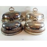 A set of four large silver plated meat covers by Mathew Boulton, Soho Works with engraved coat of