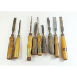 A tray of late 19th century to early 20th Century chisels - approx nine in total