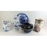 A selection of late Victorian to Edwardian pottery to include Wood & Sons oriental bird pot, Stanley