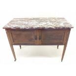 An Edwardian mahogany marble top washstand - lacking back