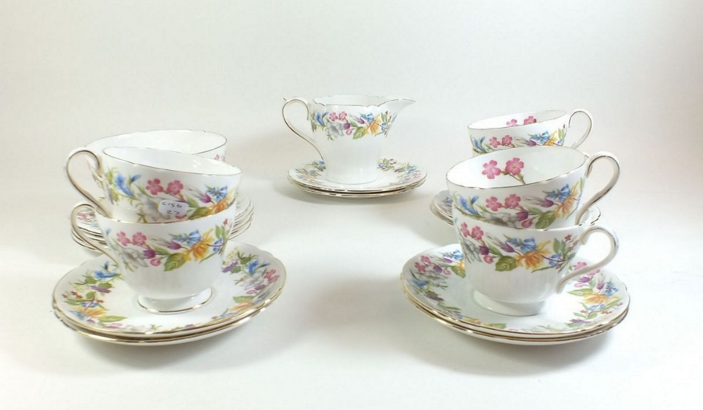 A Shelley tea service 'Spring Bouquet No 13651 comprising of 6 cups and saucers, 6 tea plates,