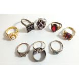 A small section of costume jewellery rings