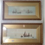 Garman Morris - pair of watercolour marine scenes - 17 x 51cm