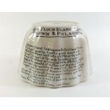 A Brown & Polson's Corn flour Blanc-Mange pottery jelly mould 12cm tall