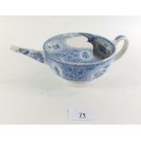 A 19th Century blue and white pottery invalid feeder (spout repaired)