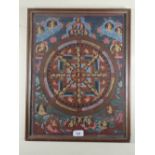 A Buddhist Wheel of Life watercolour - 45 x 34cm