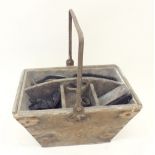 A Victorian 'Housekeepers Box' with inner tray and contents including herb chopper