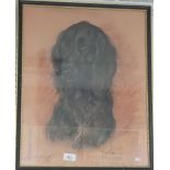 Marjorie Cox - pastel portrait of a black cocker spaniel 'William' 1972