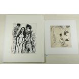 Two Marc Chagall lithographs - the larger entitled Clown in Love and from the unsigned edition as