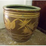 A large oriental garden pot decoated bamboo - 48cm dia