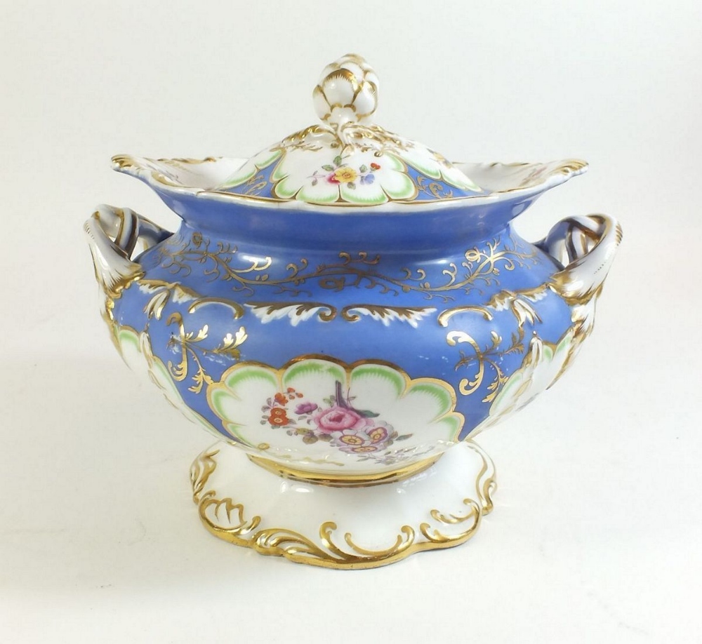 A set of four 19th Century porcelain cabinet cups and saucers decorated with floral sprigs - Image 2 of 5