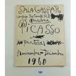 Sala Gaspar 1960 Exhibition Catalogue with Original Picasso Lithograph (Front Cover). Limited to