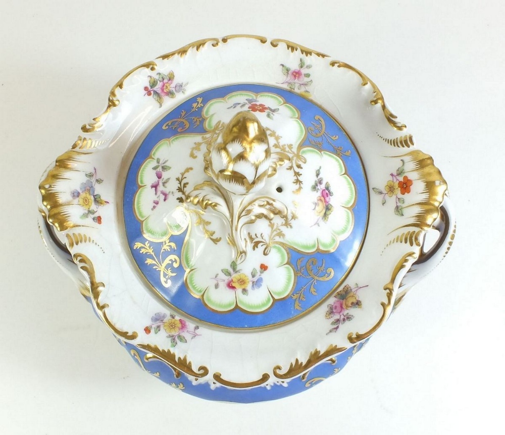 A set of four 19th Century porcelain cabinet cups and saucers decorated with floral sprigs - Image 3 of 5