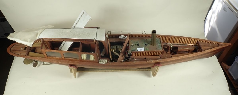 A steam driven built model of a steam boat 128cm long - Image 2 of 10