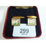 A pair of Essex crystal cufflinks decorated with dogs