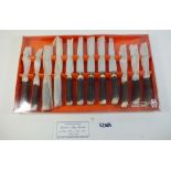 A stag horn handled knife and fork cutlery set boxed