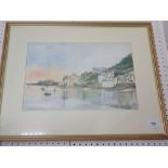 Clare Davies - watercolour Aberdyfi harbour scene - 26 x 39cm