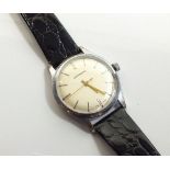 A Garrard and Co incabloc mono wrist watch with stainless steel back and leather strap - recently