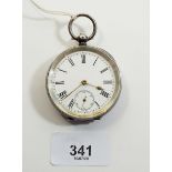 A silver 935 continental pocket watch with key