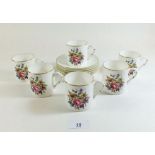 A set of six Royal Worcester floral printed coffee cups and saucers