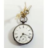 A silver pocket watch, London 1882 by H Singleton, Leamington, with key