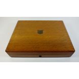 An oak dessert cutlery box