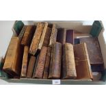 A box of 17th and 18th century books including Belisaire by M Marmontel, Biblia Hebraica, Natural
