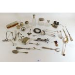 A box of silver plated items and some silver scrap items