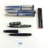 A 'Kaweco Sport' Fountain Pen, 'Unique' fountain pen, (missing cap and four Parker ballpoint pens