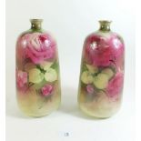 A pair of Wilkinson 'Rozanne' vases painted roses and signed Machin