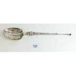 A Victorian large silver anointing spoon, London 1901, 107g