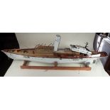 A large hand built model of a steam boat 142 cm long