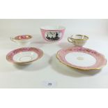 A 19th Century Staffordshire pottery bowl with pink ground and transfer printed decoration of