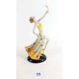 A 1920's German porcelain Art Deco figurine of a dancing lady, 17cm tall