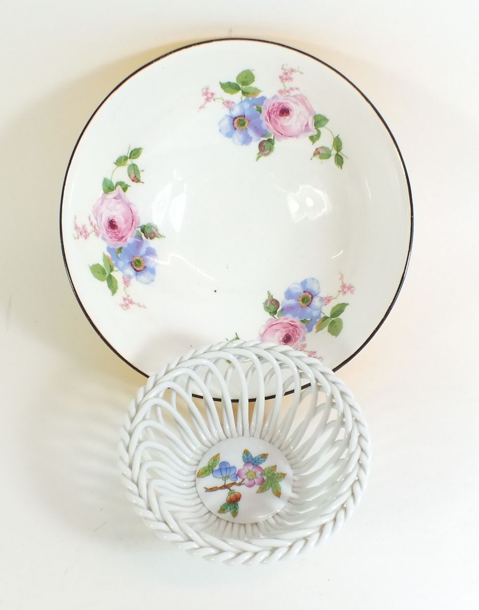 A Shelley bowl painted flowers and a Herend floral bowl