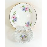 A Shelley bowl painted flowers and a Herend floral bowl