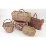 A group of five assorted baskets from Mexico, Peru, Malta etc