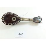 A tortoiseshell and mother of pearl miniature mandolin, 13cm