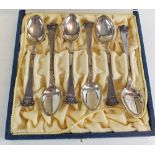 A set of six Swedish 830 standard silver teaspoons with scroll terminals, boxed
