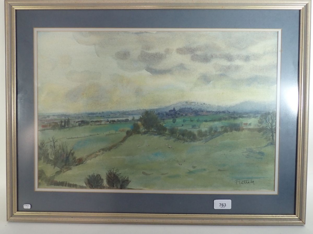 Alastair Flattely (1922 - 2009) - watercolour landscape rural scene - signed and framed 35cm x 53cm