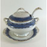 A Burleigh Ware Sandon pattern - part dinner service comprising:- of two tureens, two sauce