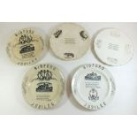 A selection of five 19th Century pottery plates related to Shakespeare and Bidford - three also with