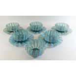 A set of six Venetian Murano latticino and aventurine glass dishes and five plates, with turquoise