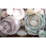A group of antique part tea ware including Aynsley, Sunderland Lustre, Tuscan Green Dragon etc
