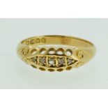 A Victorian 18ct gold diamond set five stone ring - Size O