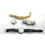 Four mechanical gents wrist watches including a Caravelle and a Rotary watch