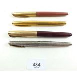 A Waterman's 18ct nibbed ink pen, a Schaeffer and two others in Waterman's display wallet