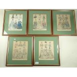 A set of five 19th Century fashion prints 21cm x 17cm